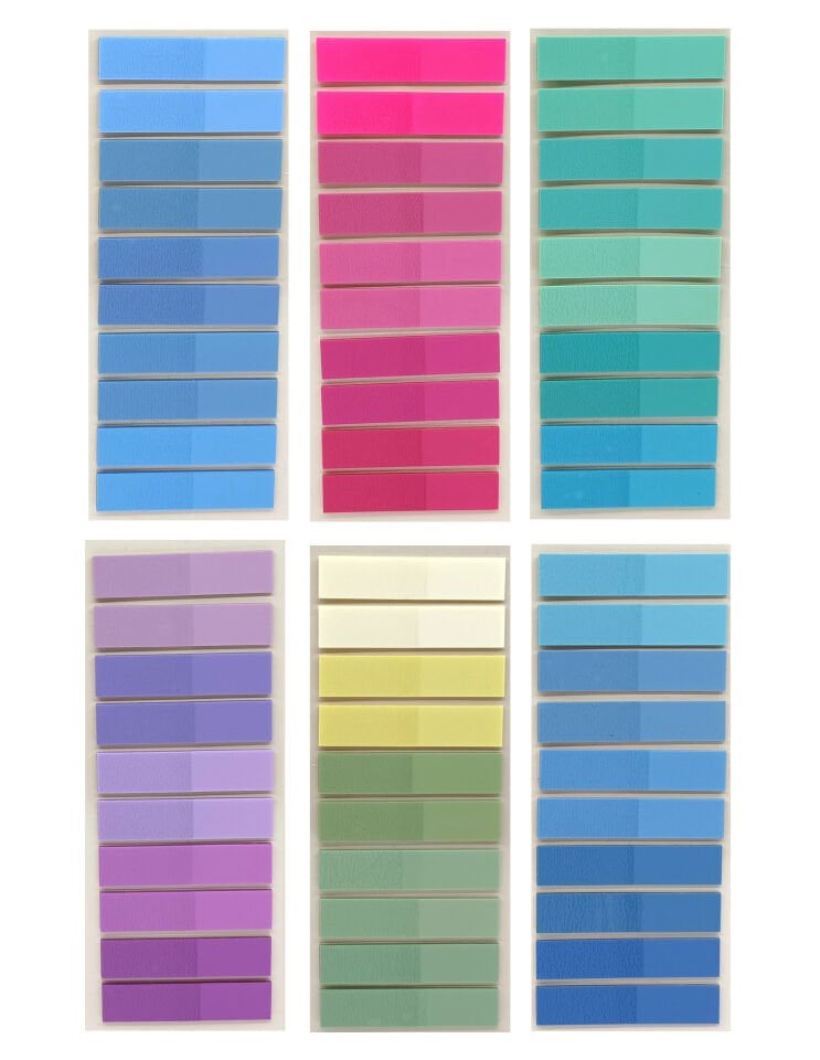 6 adet Şeffaf Renkli Postit Post-it Post it. Kitap Ayracı Ayraç Plastik Postit Sticker Not Kağıdı