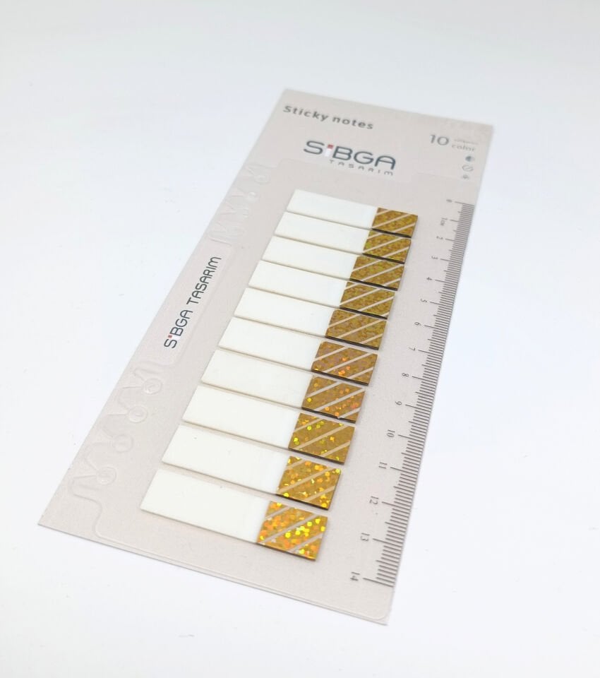 Simli Parlak Altın Rengi Postit Post-it Post it. Kitap Ayracı Ayraç Plastik Postit Sticker Not Kağıdı 200 yaprak