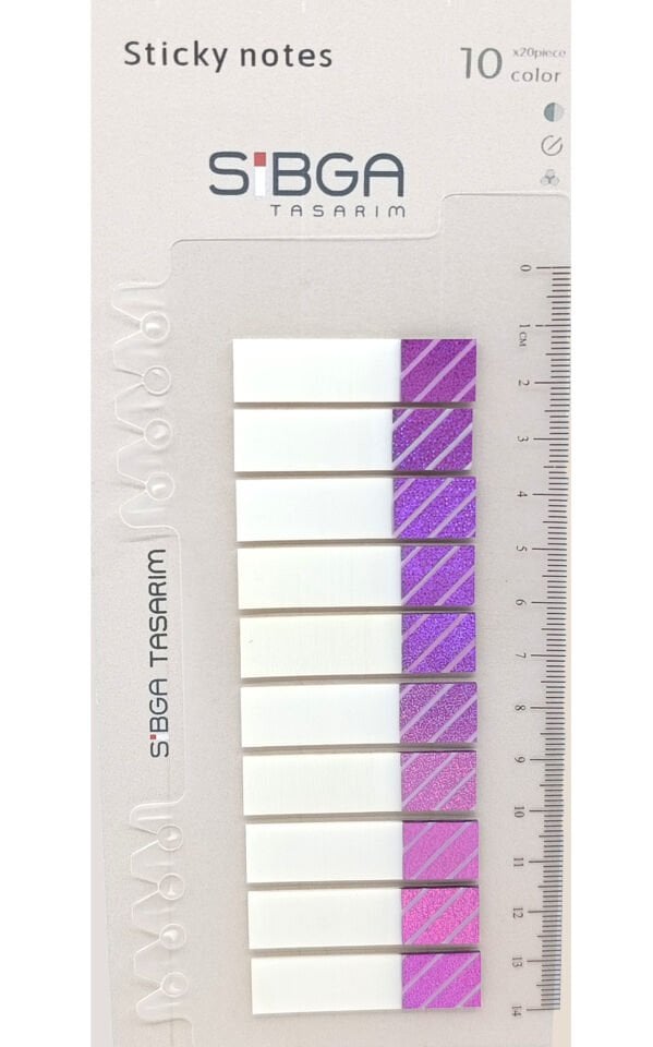 Simli Parlak Mor Eflatun Postit Post-it Post it. Kitap Ayracı Ayraç Plastik Postit Sticker Not Kağıdı 200 yaprak