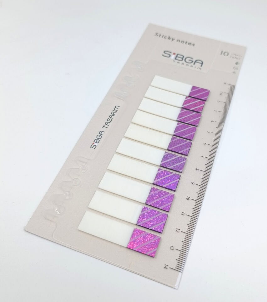 Simli Parlak Mor Eflatun Postit Post-it Post it. Kitap Ayracı Ayraç Plastik Postit Sticker Not Kağıdı 200 yaprak
