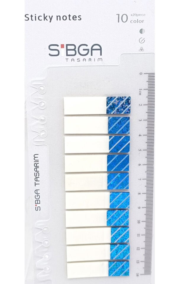 Simli Parlak Mavi Postit Post-it Post it. Kitap Ayracı Ayraç Plastik Postit Sticker Not Kağıdı 200 yaprak