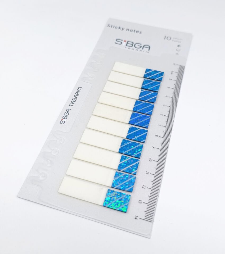 Simli Parlak Mavi Postit Post-it Post it. Kitap Ayracı Ayraç Plastik Postit Sticker Not Kağıdı 200 yaprak