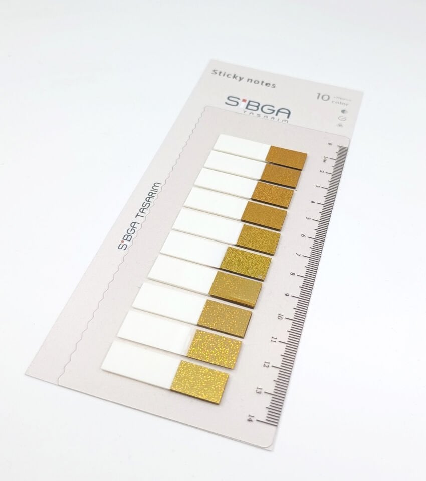 Simli Parlak Altın Rengi Postit Post-it Post it. Kitap Ayracı Ayraç Plastik Postit Sticker Not Kağıdı 200 yaprak