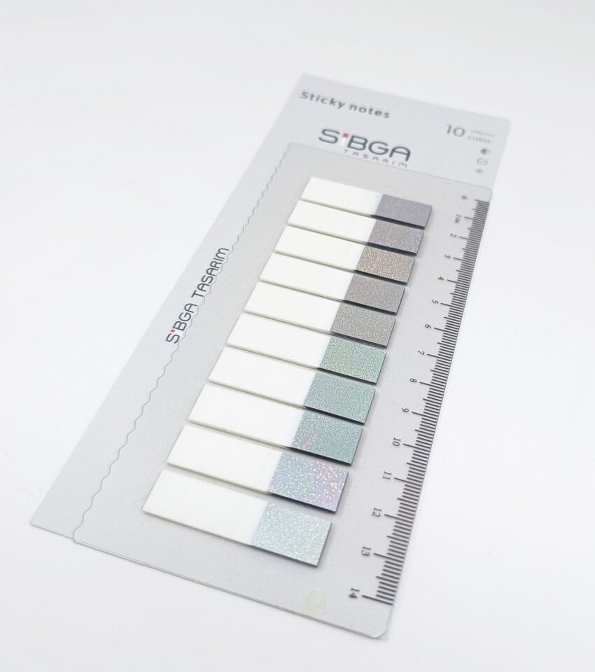 Simli Parlak Gümüş Rengi Postit Post-it Post it. Kitap Ayracı Ayraç Plastik Postit Sticker Not Kağıdı 200 yaprak