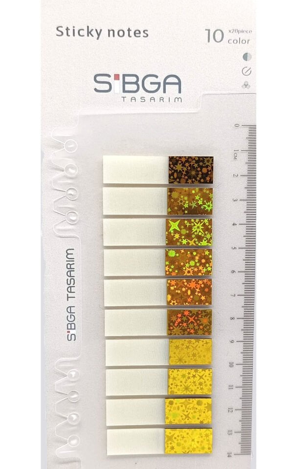Simli Parlak Altın Sarısı Rengi Postit Post-it Post it. Kitap Ayracı Ayraç Plastik Postit Sticker Not Kağıdı 200 yaprak