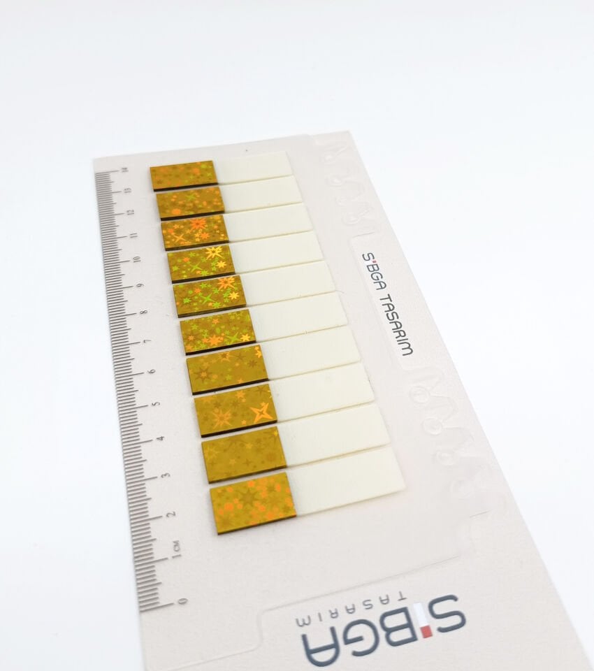 Simli Parlak Altın Sarısı Rengi Postit Post-it Post it. Kitap Ayracı Ayraç Plastik Postit Sticker Not Kağıdı 200 yaprak