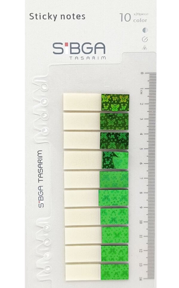 Simli Parlak Yeşil Postit Post-it Post it. Kitap Ayracı Ayraç Plastik Postit Sticker Not Kağıdı 200 yaprak