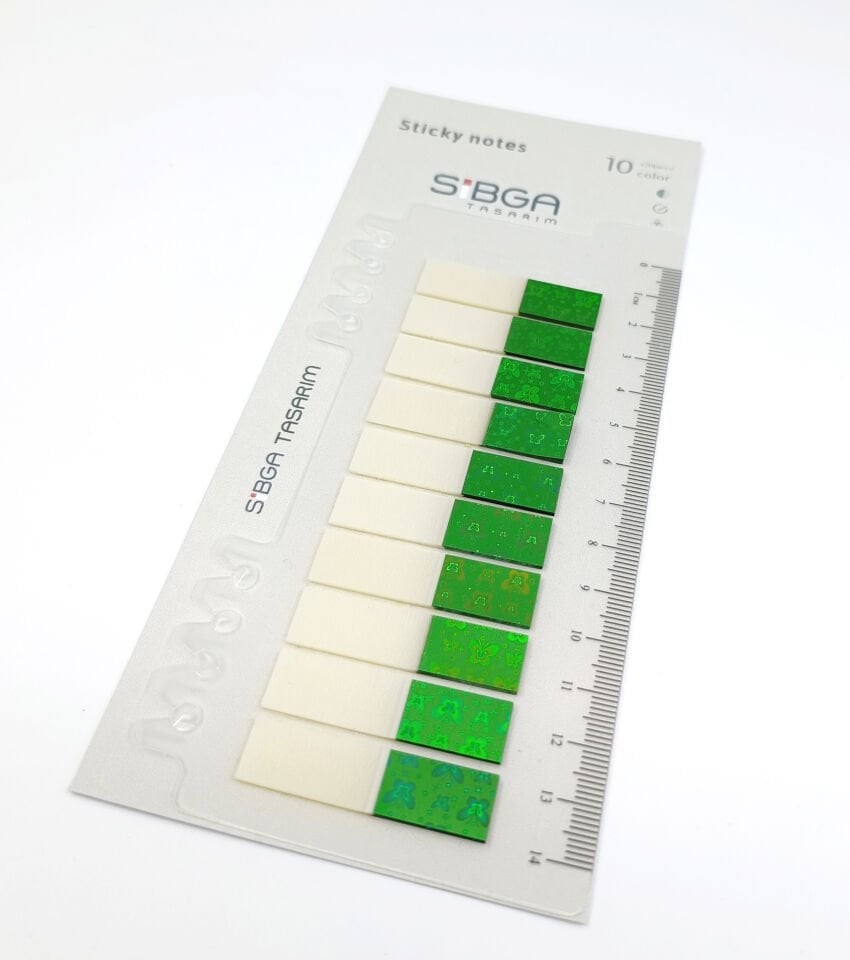 Simli Parlak Yeşil Postit Post-it Post it. Kitap Ayracı Ayraç Plastik Postit Sticker Not Kağıdı 200 yaprak