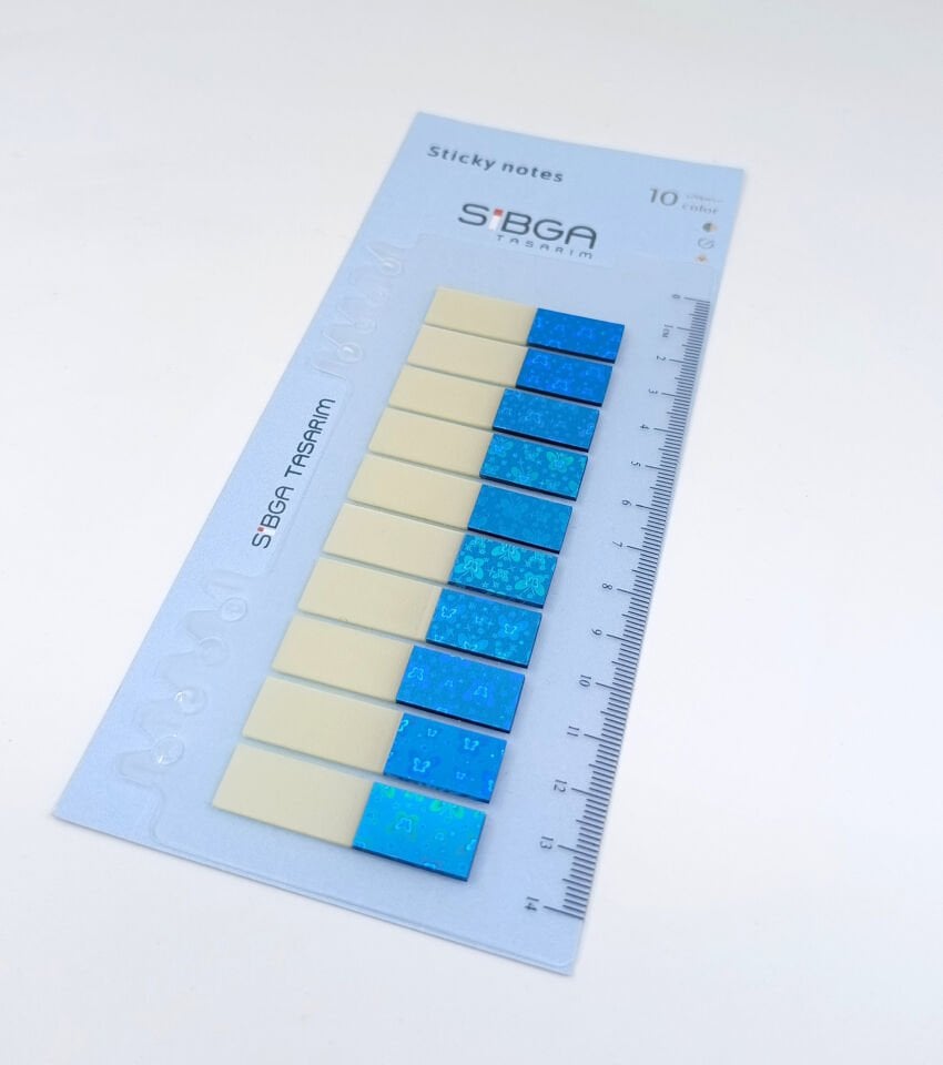 Simli Parlak Mavi Postit Post-it Post it. Kitap Ayracı Ayraç Plastik Postit Sticker Not Kağıdı 200 yaprak