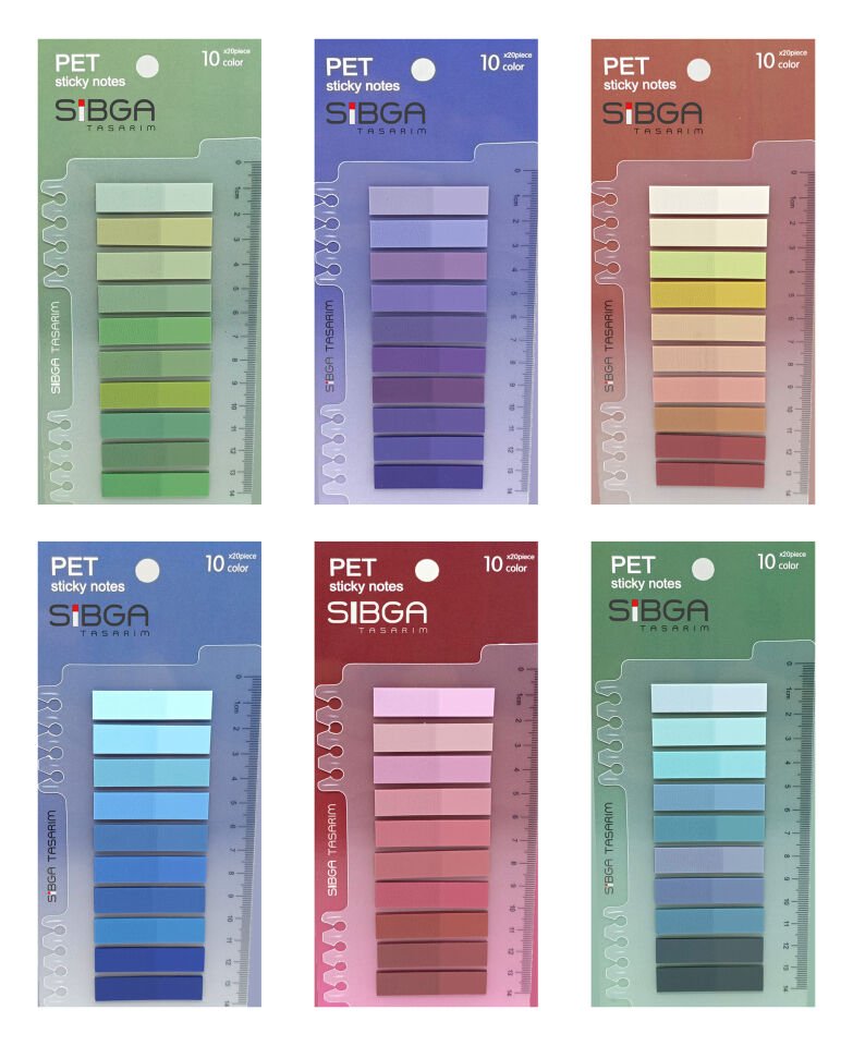6'lı set şeffaf renkli plastik postit post-it post it kitap ayracı ayraci ayraç postit sticker not kağıdı 1200 yaprak