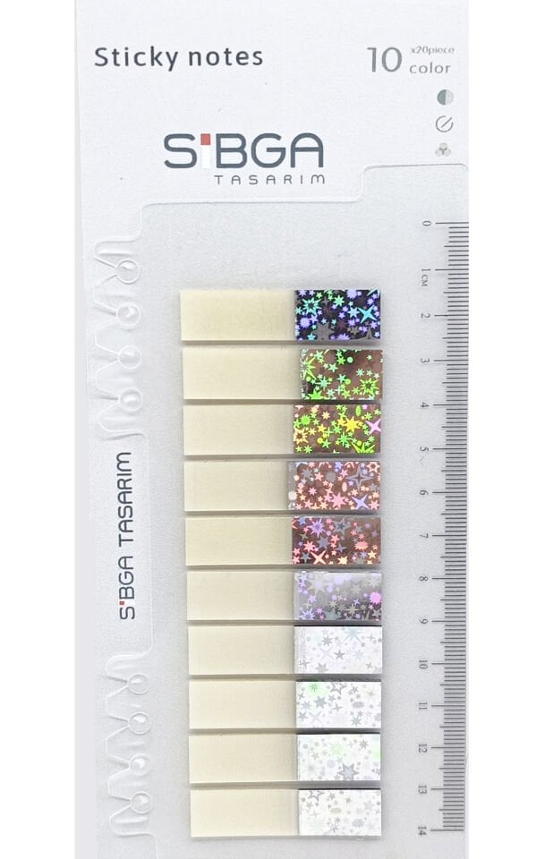 Simli Parlak Gümüş Rengi Postit Post-it Post it. Kitap Ayracı Ayraç Plastik Postit Sticker Not Kağıdı 200 yaprak