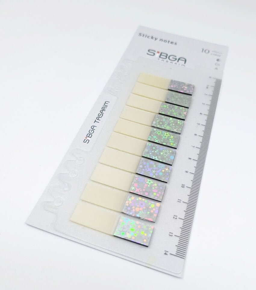 Simli Parlak Gümüş Rengi Postit Post-it Post it. Kitap Ayracı Ayraç Plastik Postit Sticker Not Kağıdı 200 yaprak