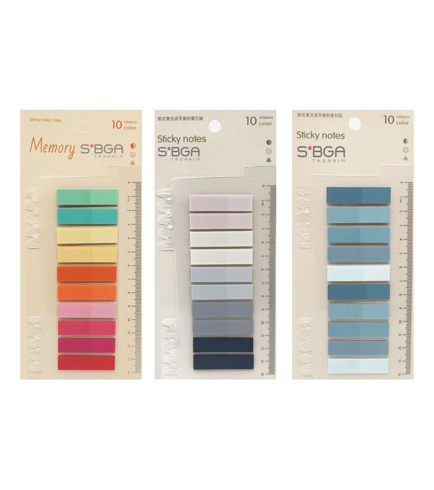 3'lü set şeffaf renkli plastik postit post-it post it kitap ayracı ayraci ayraç postit sticker not kağıdı 600 yaprak