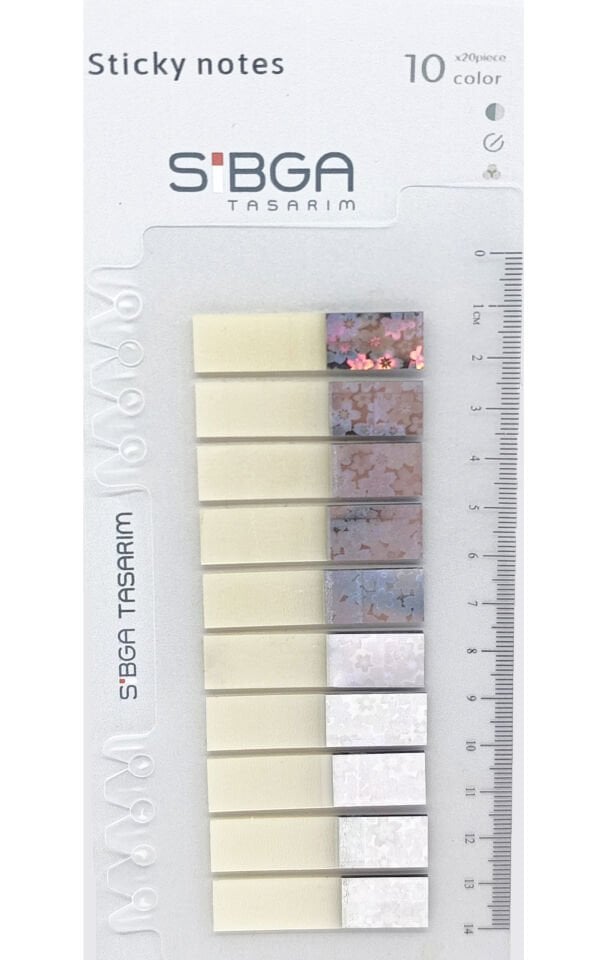 Simli Parlak Gümüş Rengi Postit Post-it Post it. Kitap Ayracı Ayraç Plastik Postit Sticker Not Kağıdı 200 yaprak