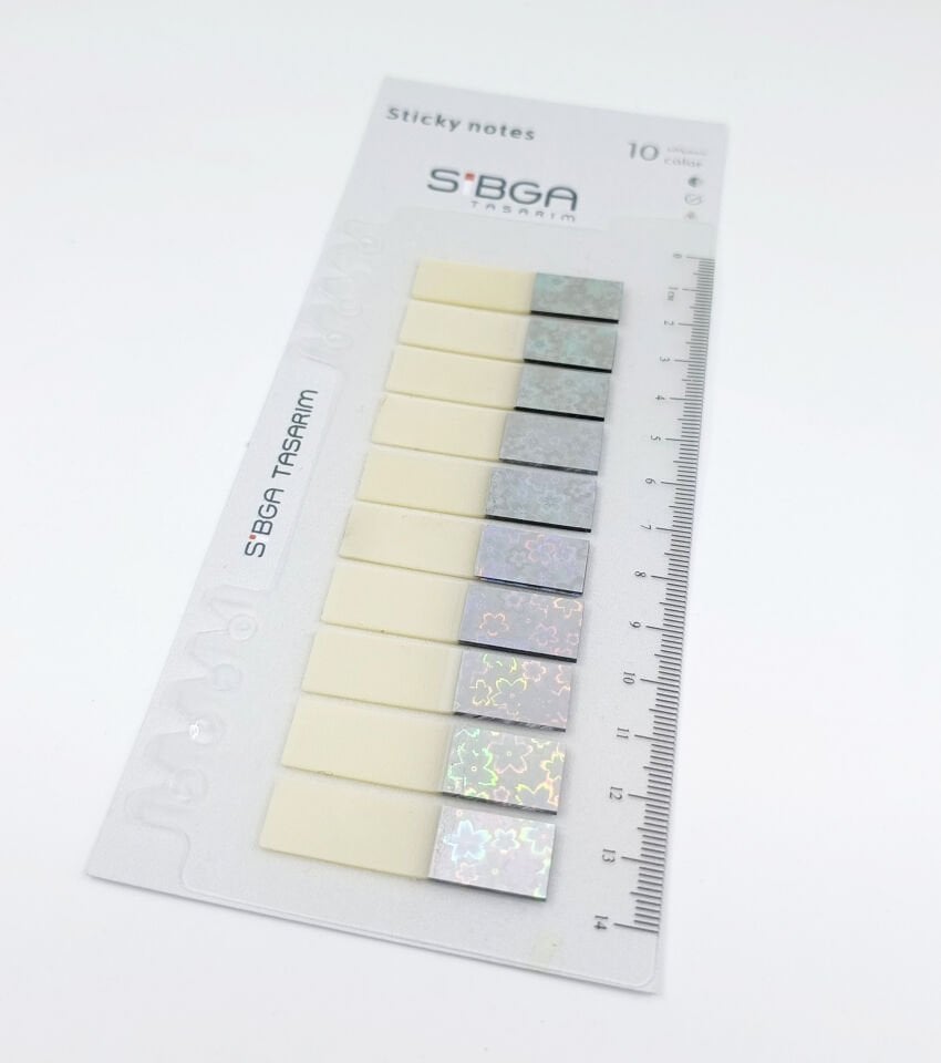 Simli Parlak Gümüş Rengi Postit Post-it Post it. Kitap Ayracı Ayraç Plastik Postit Sticker Not Kağıdı 200 yaprak