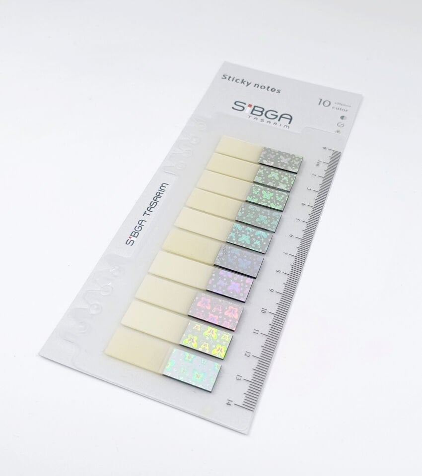 Simli Parlak Gümüş Rengi Postit Post-it Post it. Kitap Ayracı Ayraç Plastik Postit Sticker Not Kağıdı 200 yaprak