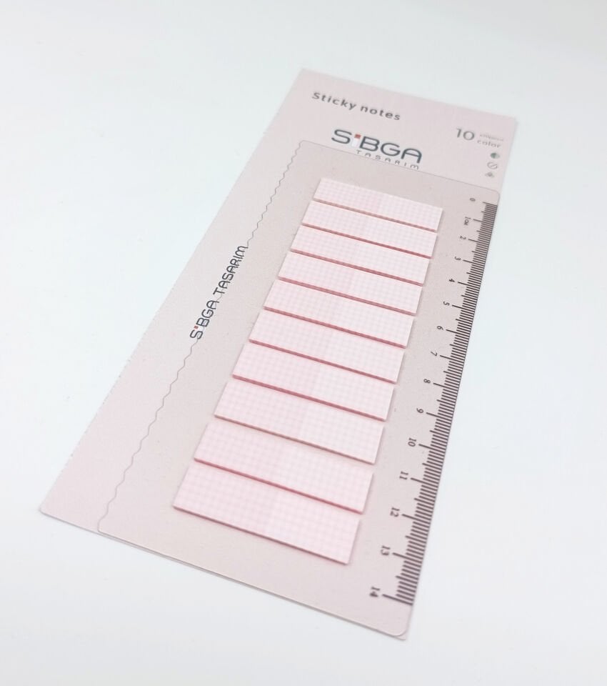 Kare Desenli Pembe Postit Post-it Post it. Kitap Ayracı Ayraç Plastik Postit Sticker Not Kağıdı 200 yaprak