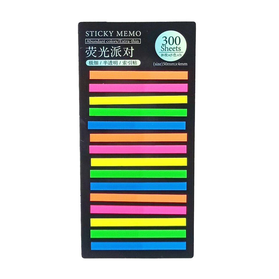 İnce şerit şeffaf renkli plastik postit post-it post it kitap ayracı ayraci ayraç postit sticker not kağıdı 200 yaprak