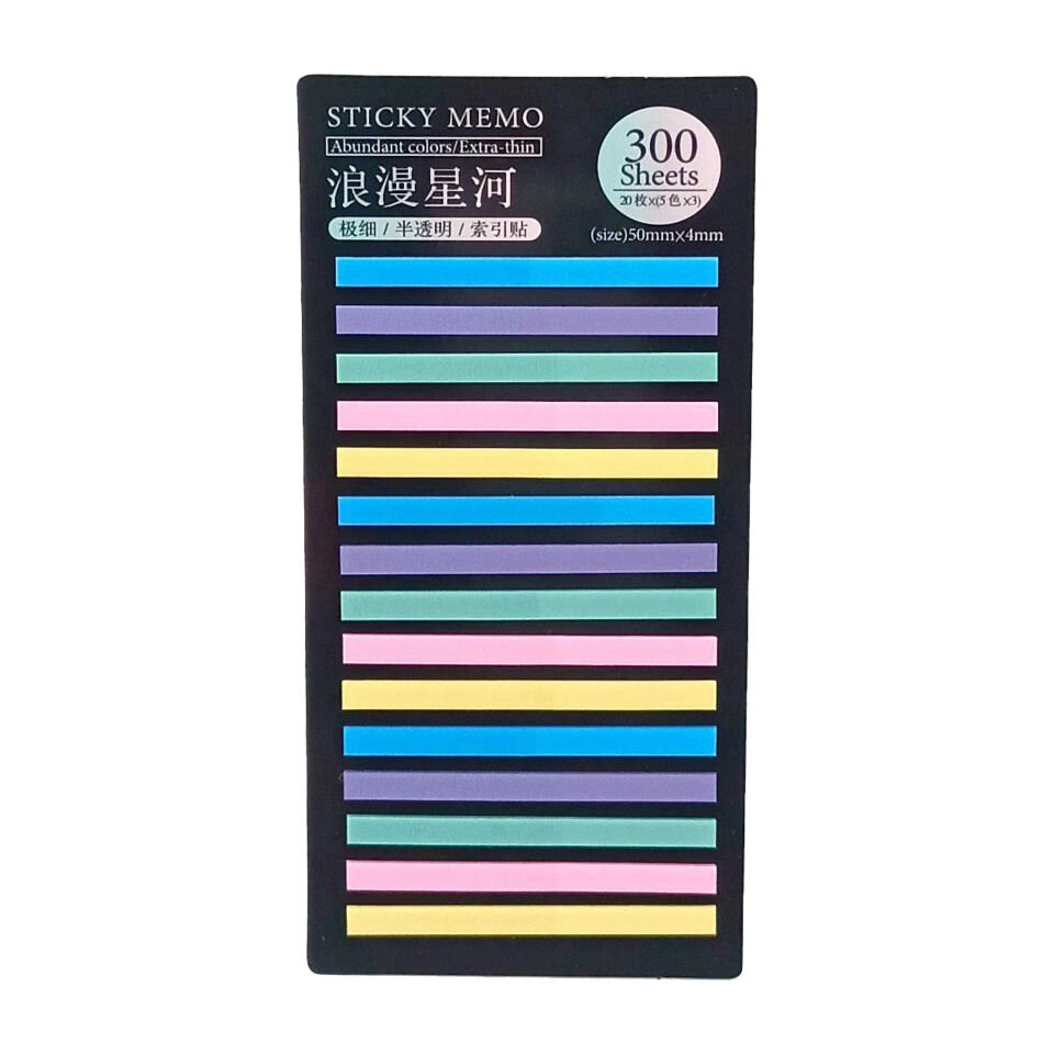 İnce şerit şeffaf renkli plastik postit post-it post it kitap ayracı ayraci ayraç postit sticker not kağıdı 200 yaprak