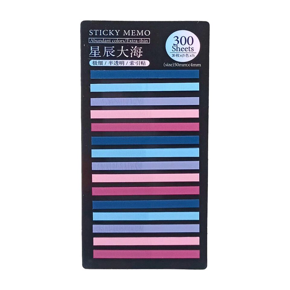 İnce şerit şeffaf renkli plastik postit post-it post it kitap ayracı ayraci ayraç postit sticker not kağıdı 200 yaprak