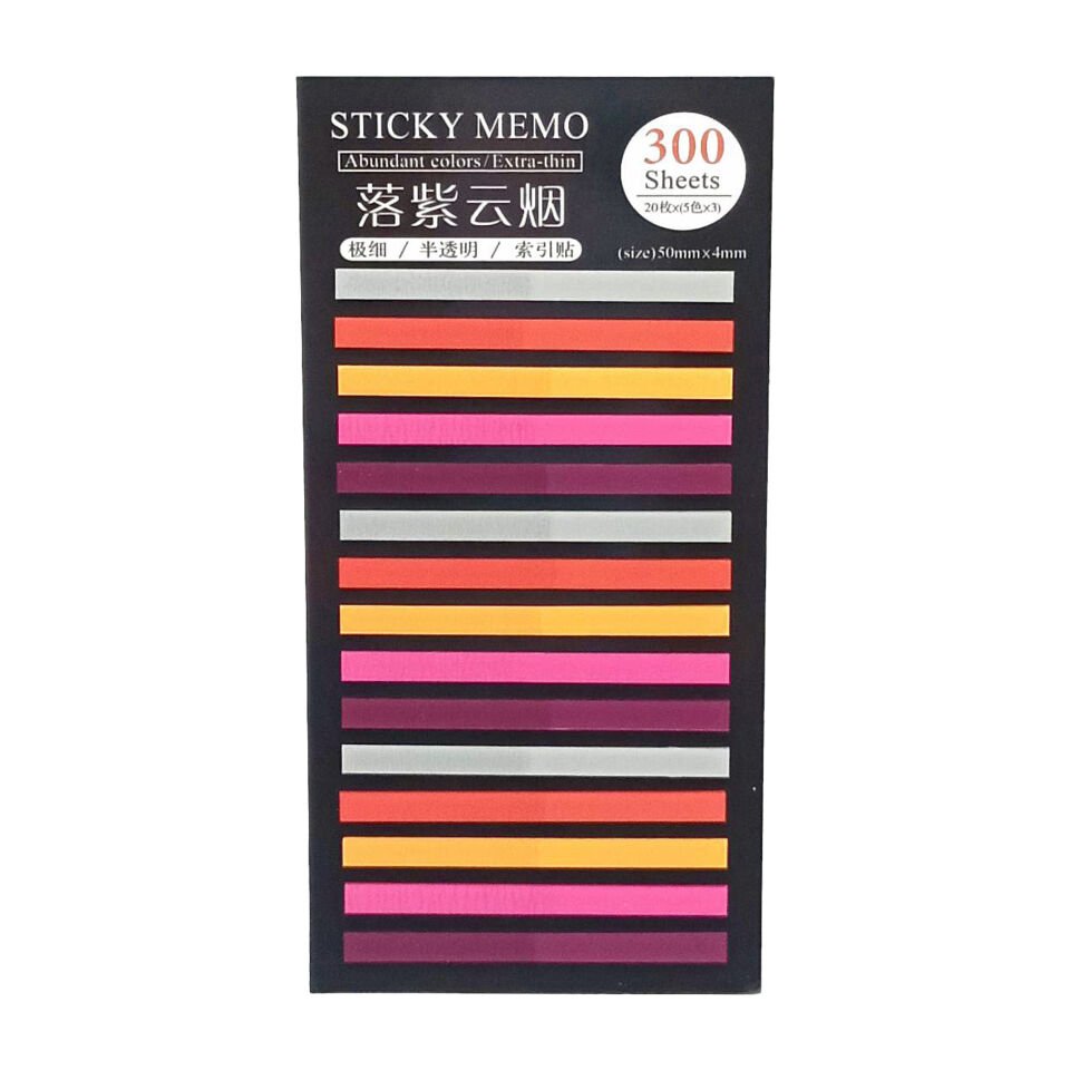 İnce şerit şeffaf renkli plastik postit post-it post it kitap ayracı ayraci ayraç postit sticker not kağıdı 200 yaprak