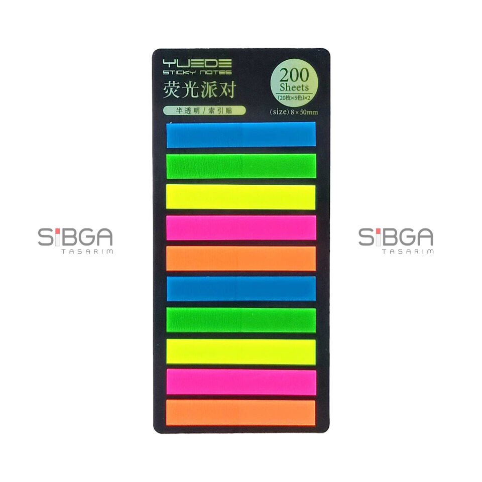 Şeffaf renkli plastik postit post-it post it kitap ayracı ayraci ayraç postit sticker not kağıdı 200 yaprak