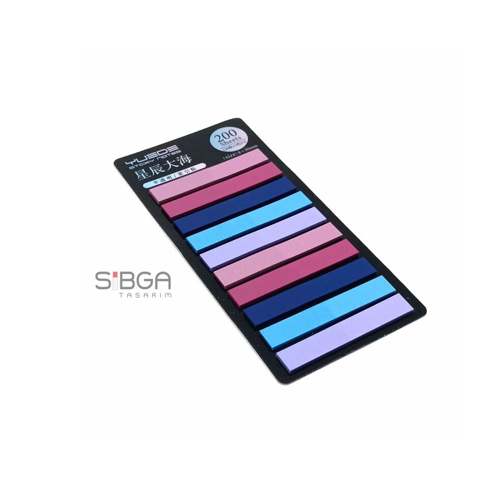 Şeffaf renkli plastik postit post-it post it kitap ayracı ayraci ayraç postit sticker not kağıdı 200 yaprak