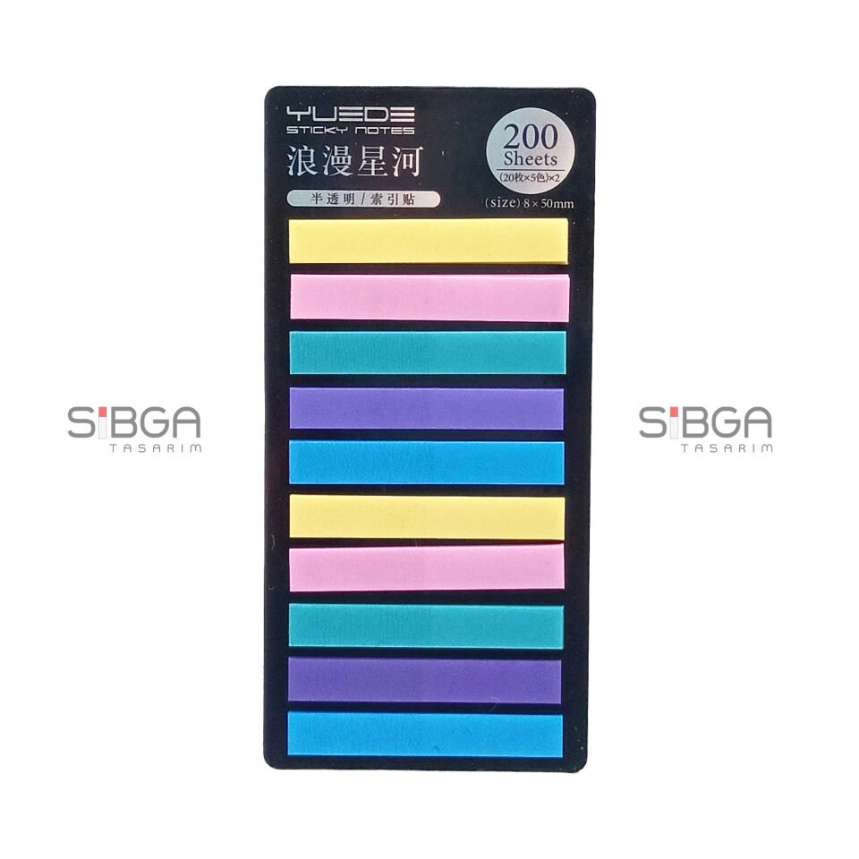 Şeffaf renkli plastik postit post-it post it kitap ayracı ayraci ayraç postit sticker not kağıdı 200 yaprak