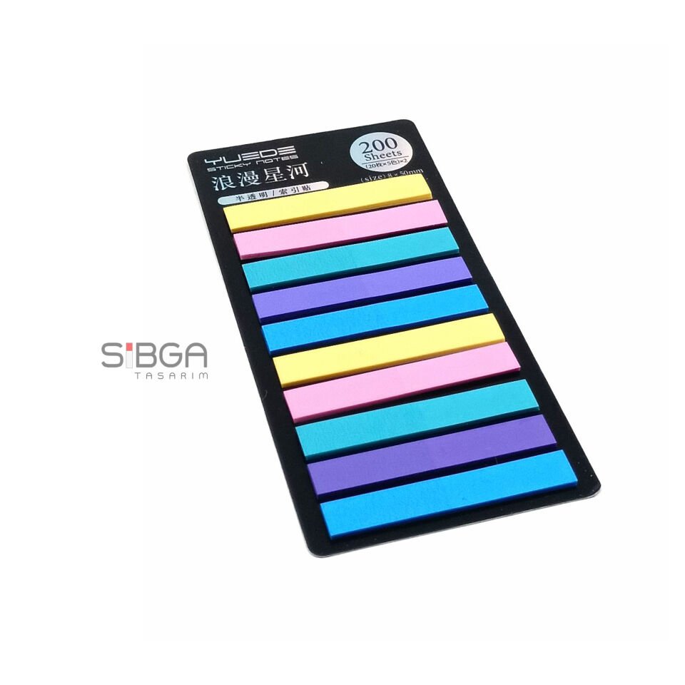 Şeffaf renkli plastik postit post-it post it kitap ayracı ayraci ayraç postit sticker not kağıdı 200 yaprak