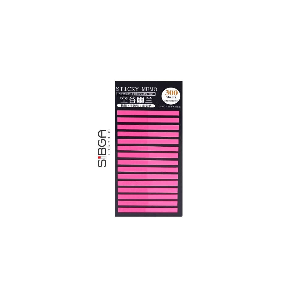 Pembe ince Şerit 300 yaprak Şeffaf Renkli Postit Post-it Post It. Kitap Ayracı Ayraç Postit Sticker