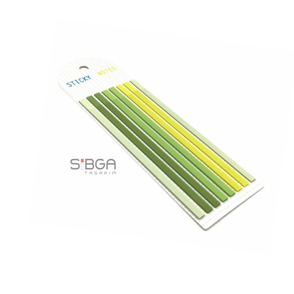 Yeşil İnce Uzun Şerit Şeffaf Renkli Postit Post-it Post It. Kitap Ayracı Ayraci Ayraç Postit Sticker 160 Yaprak