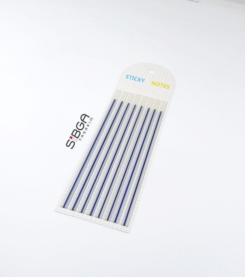 Koyu Mavi Çizgili İnce Uzun Şerit Şeffaf Renkli Postit Post-it Post It. Kitap Ayracı Ayraç Postit Sticker 160 Yaprak