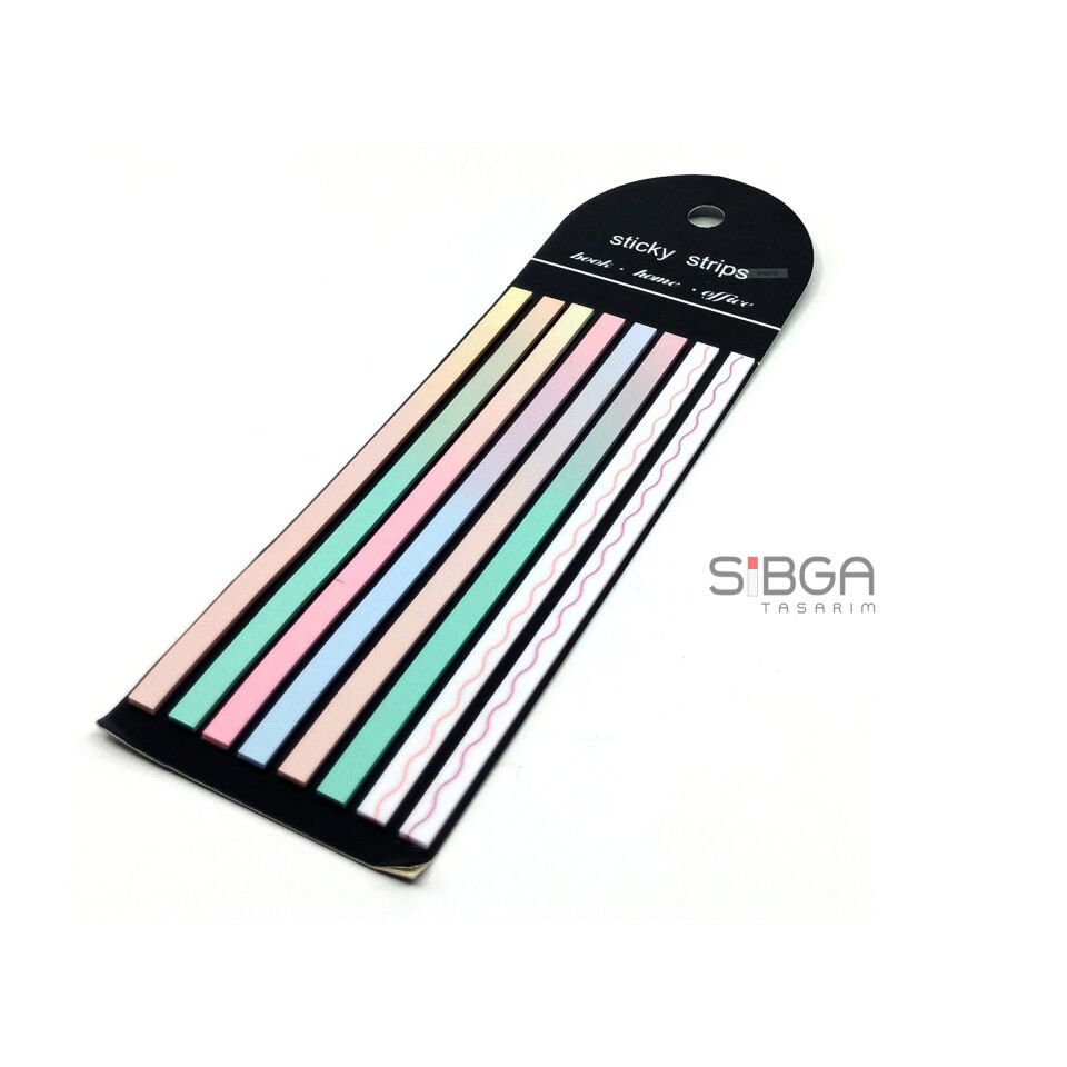 İnce Uzun Şerit Şeffaf Renkli Postit Post-it Post It. Kitap Ayracı Ayraç Postit Sticker 160 Yaprak