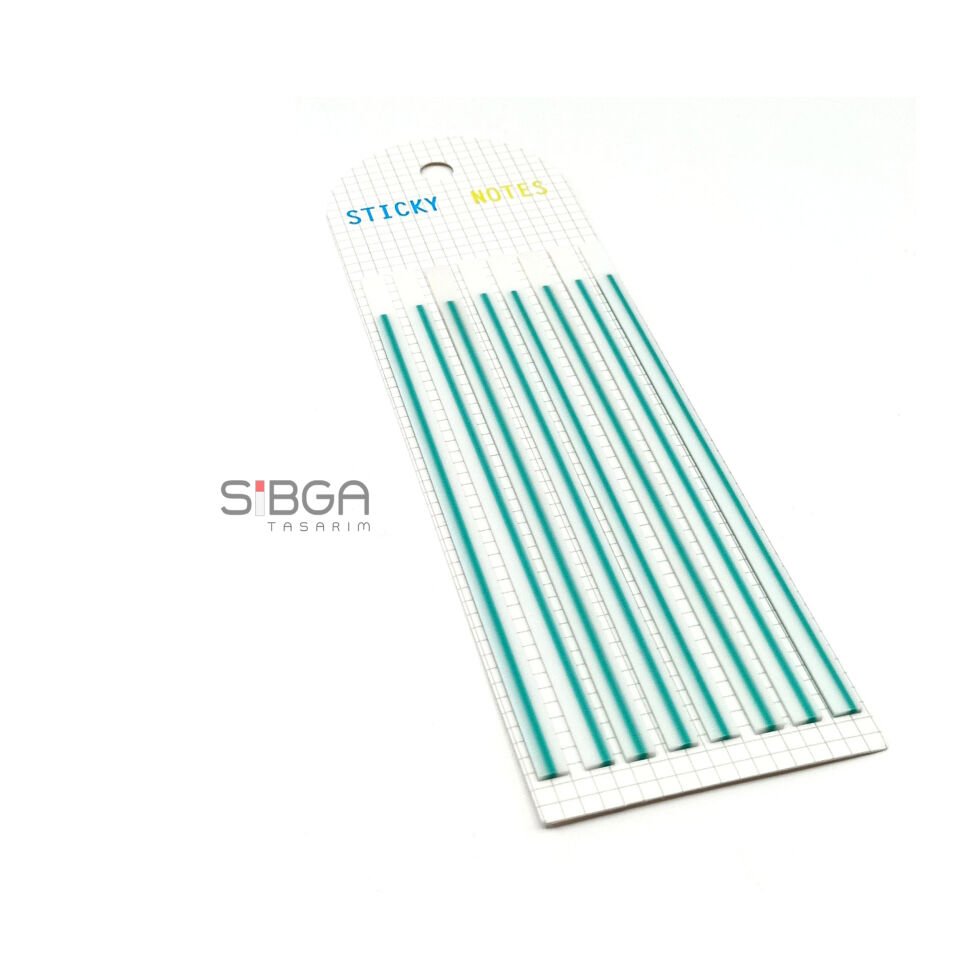Yeşil İnce Uzun Şerit Şeffaf Renkli Postit Post-it Post It. Kitap Ayracı Ayraç Postit Sticker 160 Yaprak