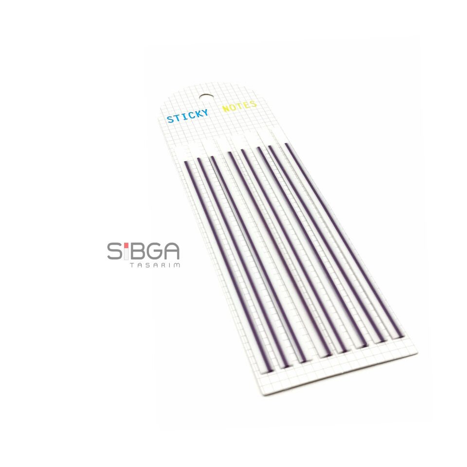 Mor İnce Uzun Şerit Şeffaf Renkli Postit Post-it Post It. Kitap Ayracı Ayraç Postit Sticker 160 Yaprak