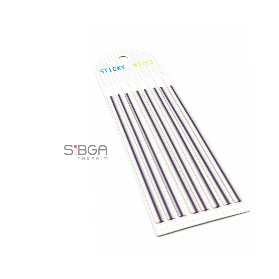 Mor İnce Uzun Şerit Şeffaf Renkli Postit Post-it Post It. Kitap Ayracı Ayraç Postit Sticker 160 Yaprak