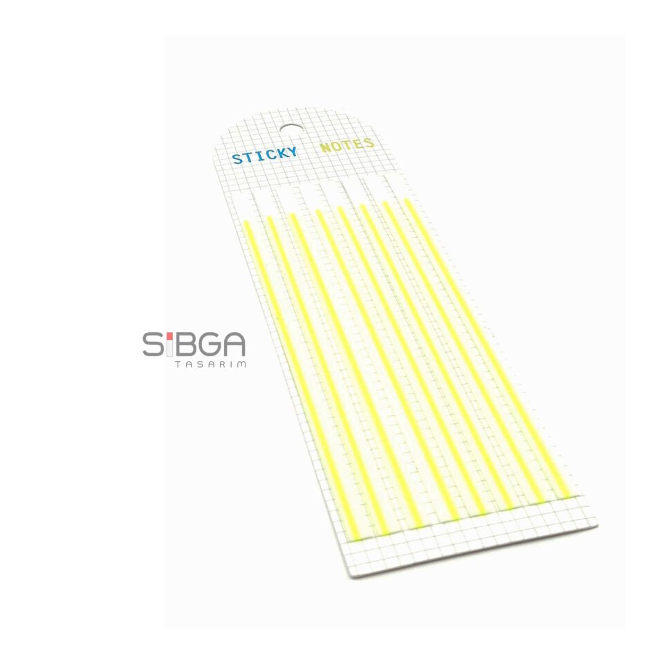 Sarı İnce Uzun Şerit Şeffaf Renkli Postit Post-it Post It. Kitap Ayracı Ayraç Postit Sticker 160 Yaprak