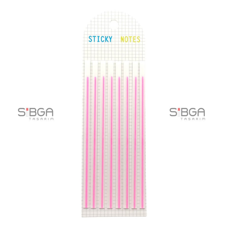 Pembe İnce Uzun Şerit Şeffaf Renkli Postit Post-it Post It. Kitap Ayracı Ayraç Postit Sticker 160 Yaprak