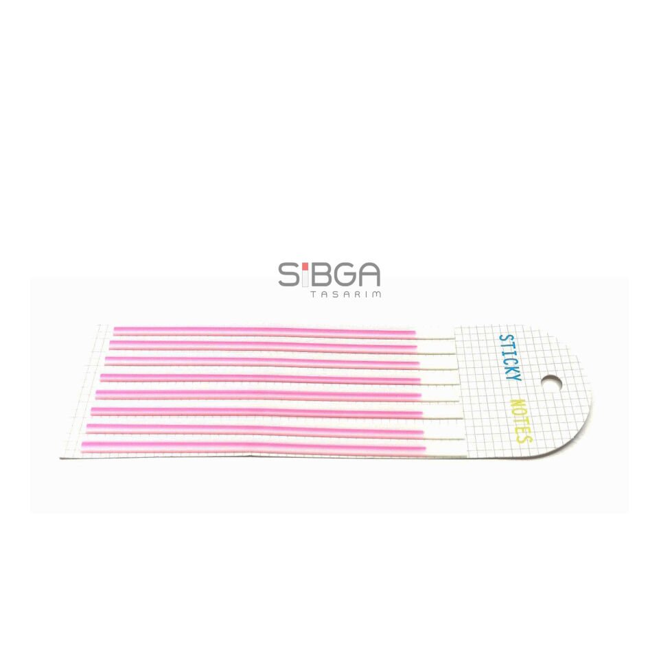 Pembe İnce Uzun Şerit Şeffaf Renkli Postit Post-it Post It. Kitap Ayracı Ayraç Postit Sticker 160 Yaprak