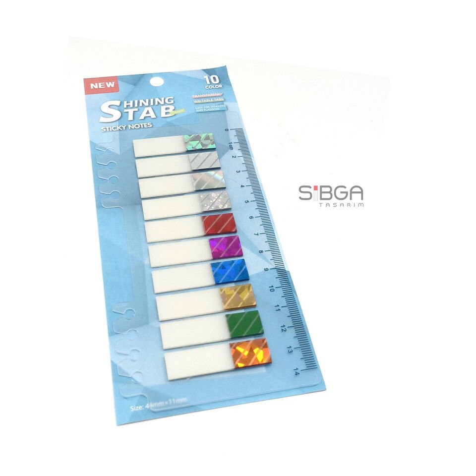 Simli Parlak Şeffaf Renkli Postit Post-it Post It. Kitap Ayracı Ayraç Postit Sticker Not Kağıdı 200 Yaprak