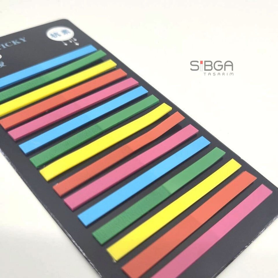 İnce Şerit Şeffaf Renkli Postit Post-it Post It. Kitap Ayracı Ayraç Postit Sticker 300 Yaprak