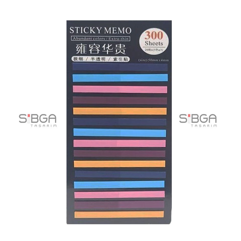 İnce Şerit Şeffaf Renkli Postit Post-it Post It. Kitap Ayracı Ayraç Postit Sticker 300 Yaprak