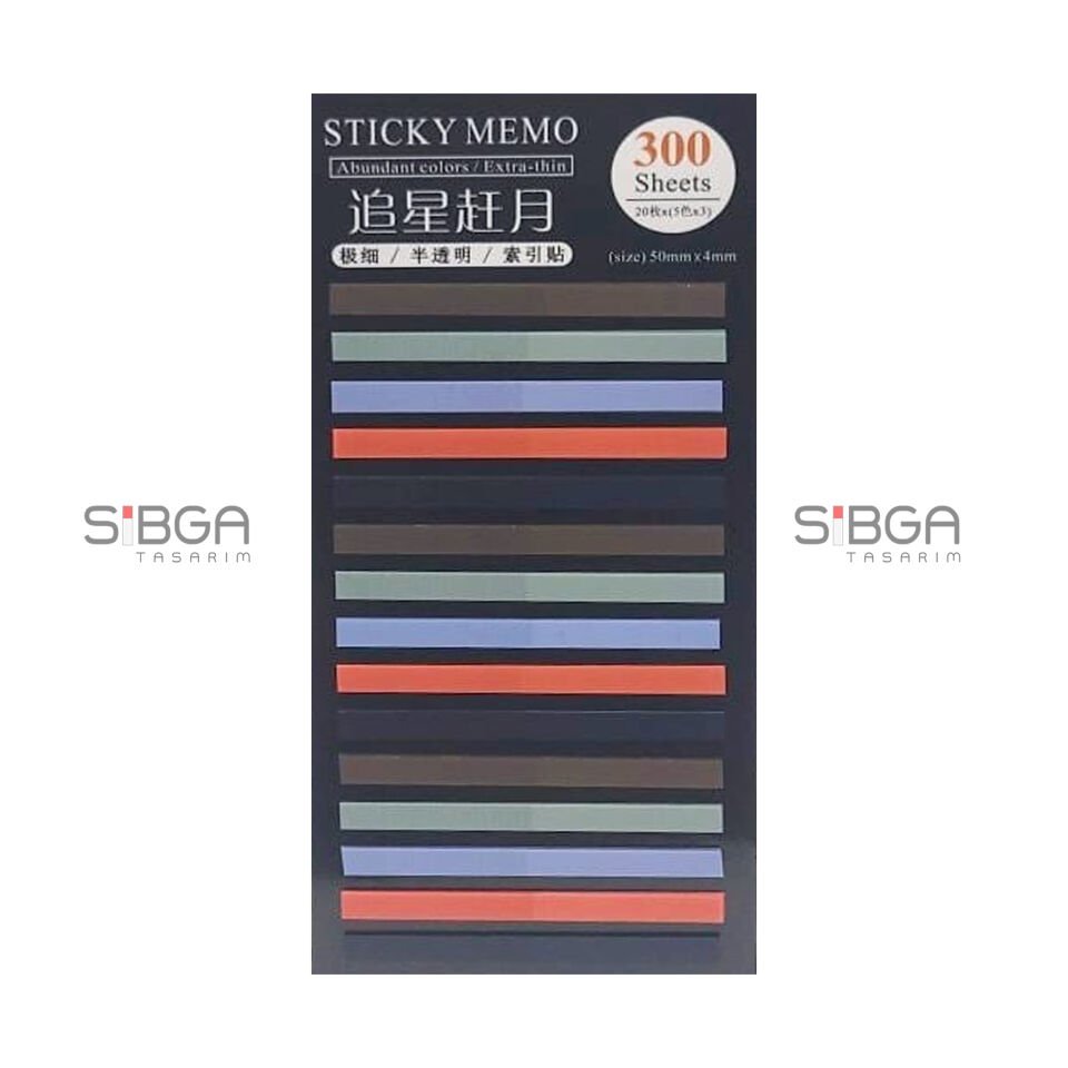 İnce Şerit Şeffaf Renkli Postit Post-it Post It. Kitap Ayracı Ayraç Postit Sticker 300 Yaprak