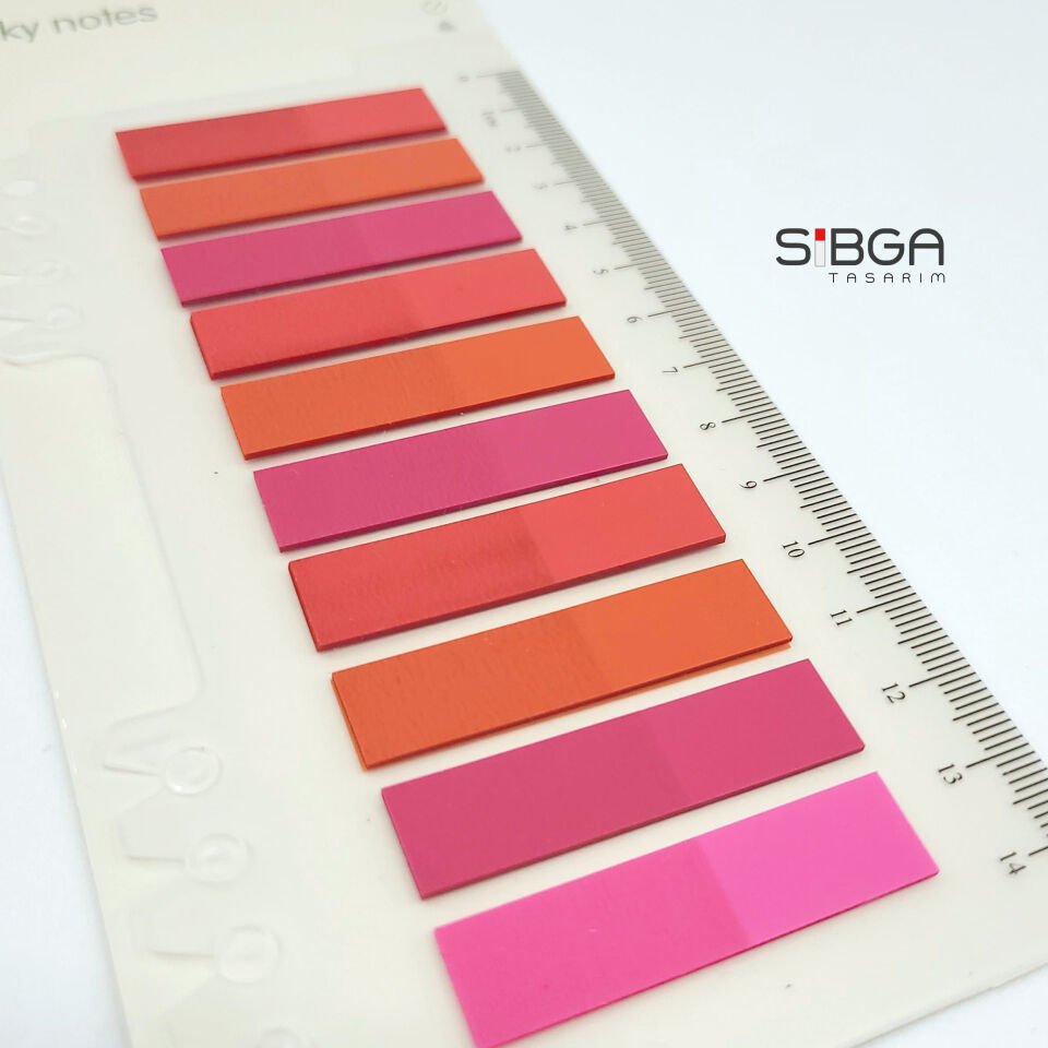 Şeffaf Kırmızı Pembe Renkli Postit Post-it Post It. Kitap Ayracı Ayraç Postit Sticker Not Kağıdı