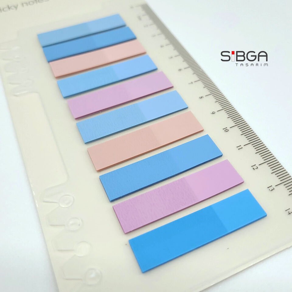 Şeffaf Mavi Eflatun Renkli Postit Post-it Post It. Kitap Ayracı Ayraç Postit Sticker Not Kağıdı