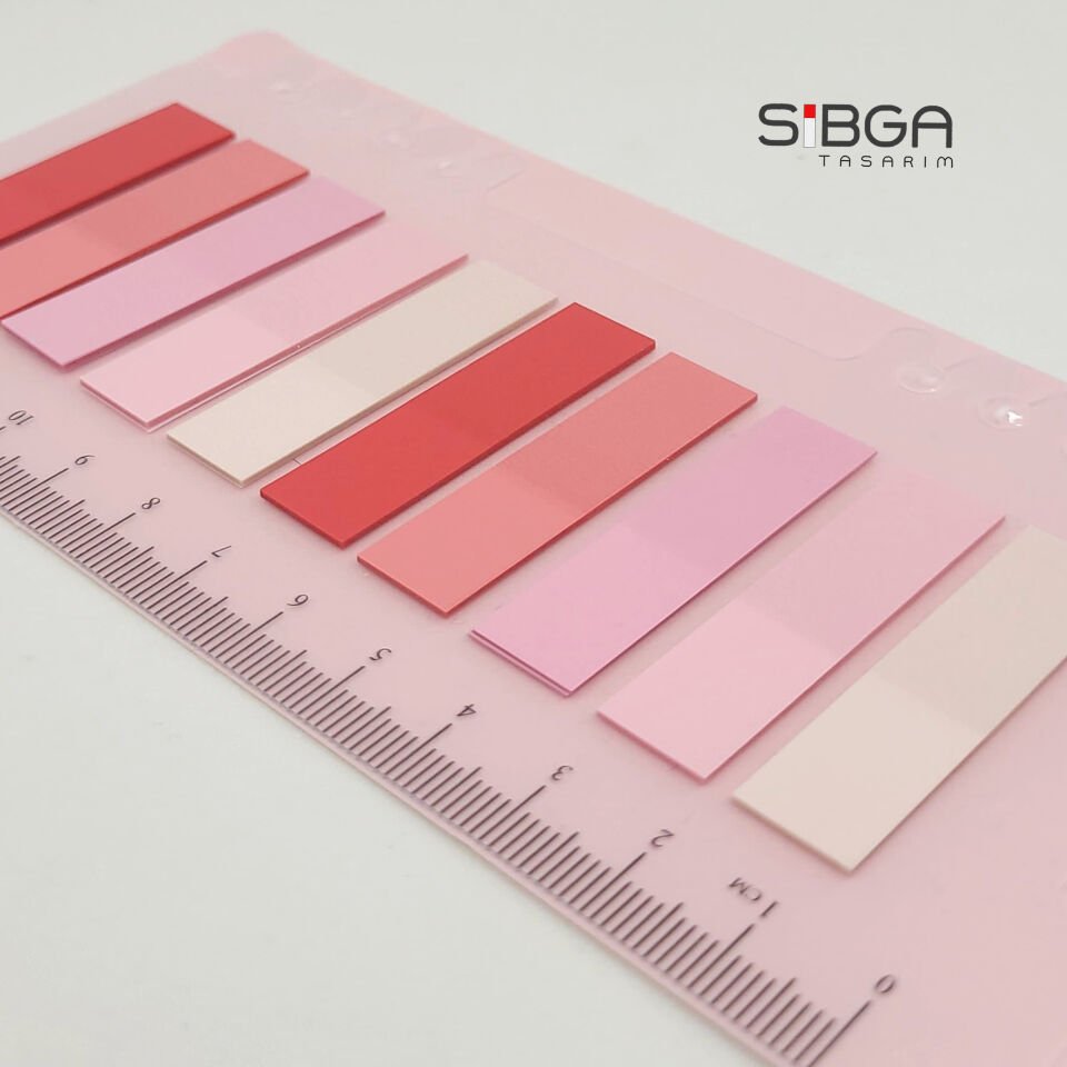 Şeffaf Pembe Renkli Postit Post-it Post It. Kitap Ayracı Ayraç Postit Sticker Not Kağıdı 200 Yaprak