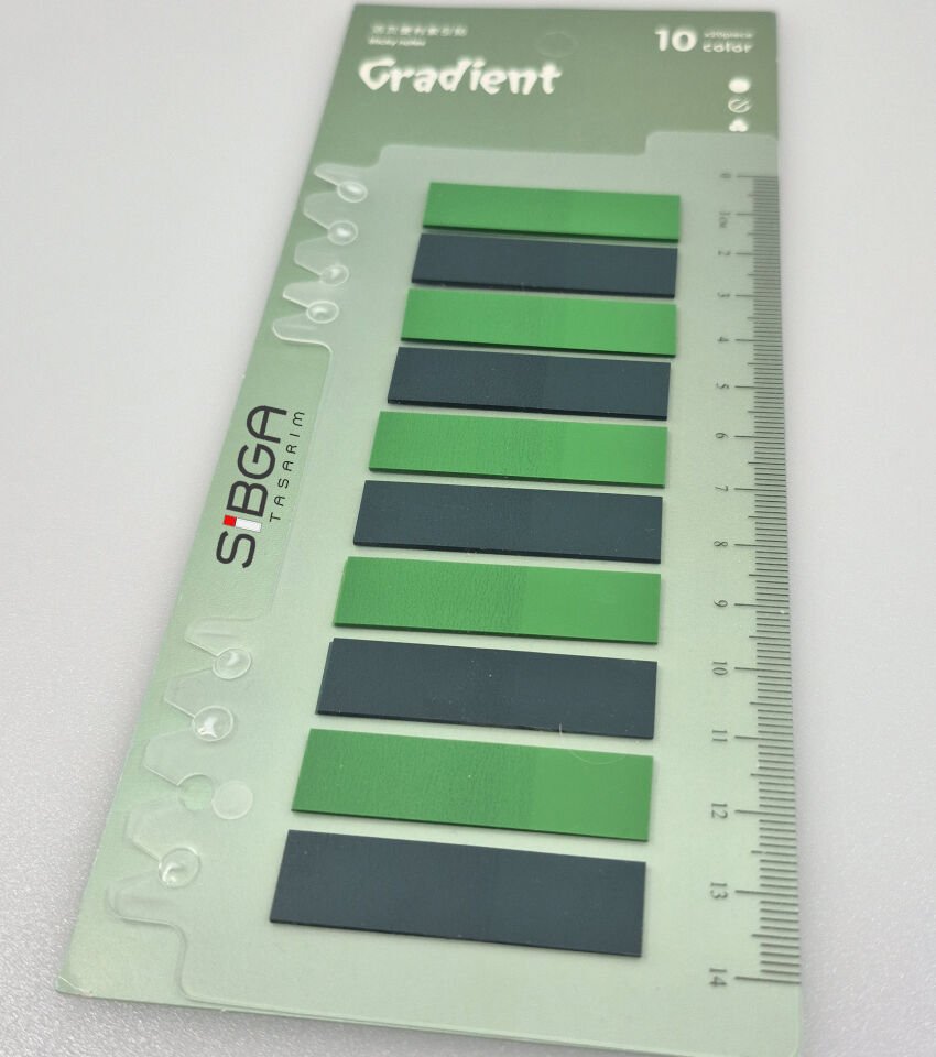 Şeffaf Koyu Yeşil - Yeşil  Kitap Ayracı Ayraç   Sticker Not Kağıdı 200 yaprak