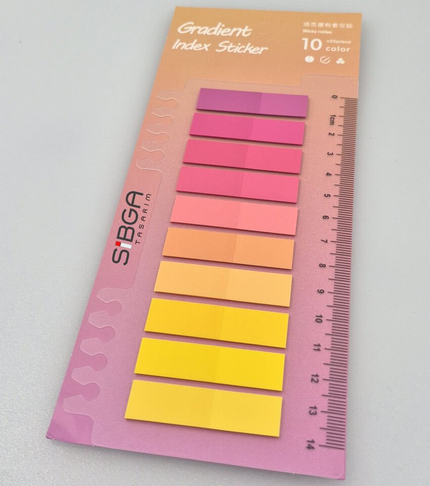 Şeffaf Renkli Postit Post-it Post It. Kitap Ayracı Ayraç Postit Sticker Not Kağıdı 200 Yaprak