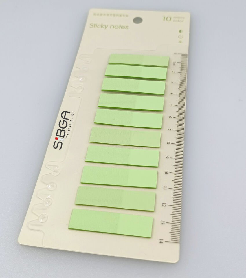 Şeffaf Açık Yeşil Renkli Postit Post-it Post It. Kitap Ayracı Ayraç Postit Sticker Not Kağıdı