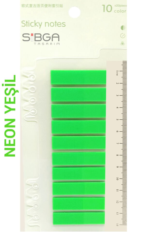 Şeffaf Neon Fosfor Yeşil Postit Post-it Post It. Kitap Ayracı Ayraç Postit Sticker 200 Yaprak